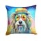 Edge Collections - 14" X 14" - Multicolor - Bearded Collie Hippie Dawg Throw - 1 Piece